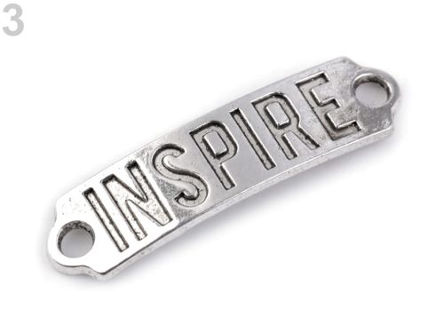 łącznik biżuteryjny z napisem - inspire (platynowy)