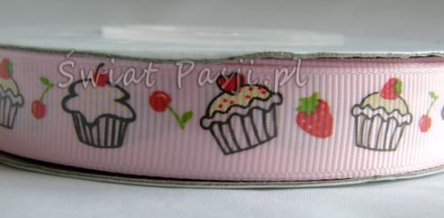 wstążka prążkowana w babeczki (jasno różowa) 15mm