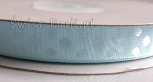 wstążka satynowa w kropki (błękitna) 10mm