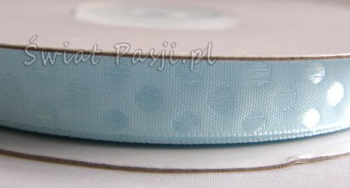 wstążka satynowa w kropki (błękitna) 10mm