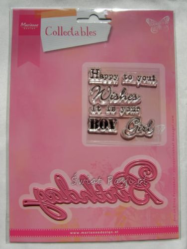 wykrojnik Marianne Design - napis birthday + stemple [COL1349]