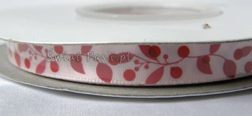 wstążka w gałązki - różowa (10mm)