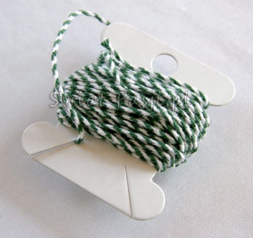 sznurek bawełniany dwukolorowy - biało-zielony (5m)