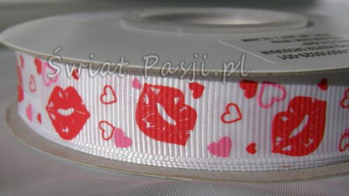 wstążka prążkowana usta - biała