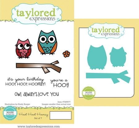 stemple gumowe + wykrojniki Taylored expressions - hoot hoot hooray