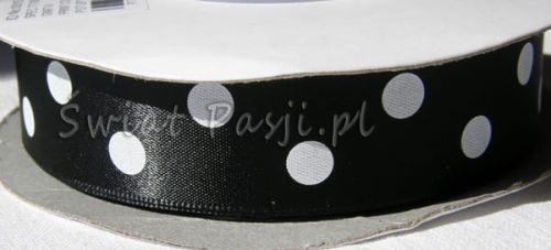 wstążka w grochy - czarna 22mm