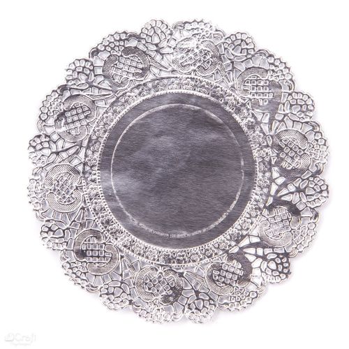 serwetki koronkowe ozdobne - srebrne