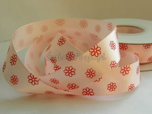 wstążka w kwiaty ażurowe - jasno różowa (22mm)