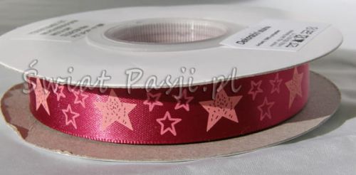 wstążka w gwiazdki - wiśniowa (18mm)