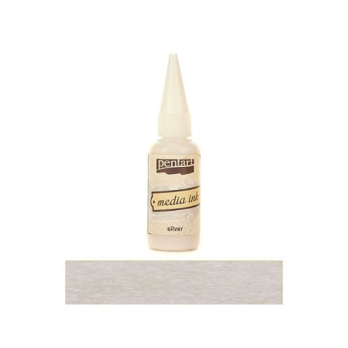 tusz alkoholowy Pentart media ink - srebrny 20 ml