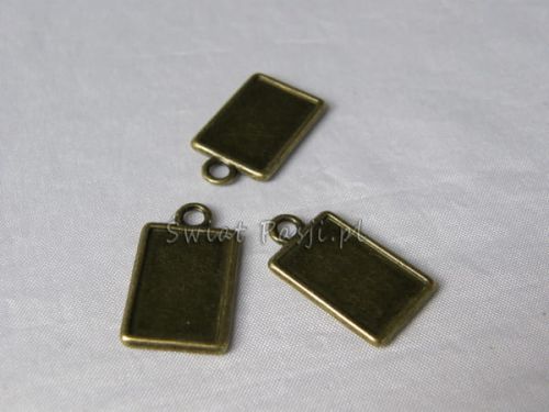 zawieszka - prostokątna ramka gładka (mosiężna) 13x19 mm