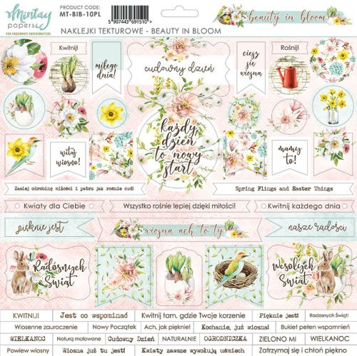 arkusz naklejek tekturowych do scrapbookingu Mintay Papers - beauty in bloom