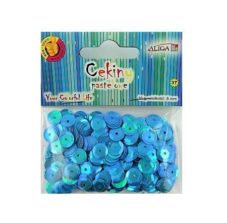 cekiny ozdobne 8mm Aliga - niebieskie AB
