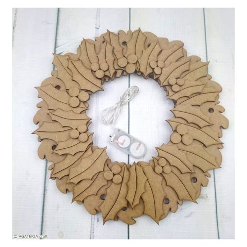 baza z HDF - wianek świąteczny z lampkami