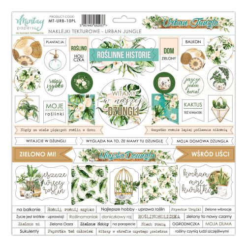 arkusz naklejek tekturowych do scrapbookingu Mintay Papers - urban jungle PL