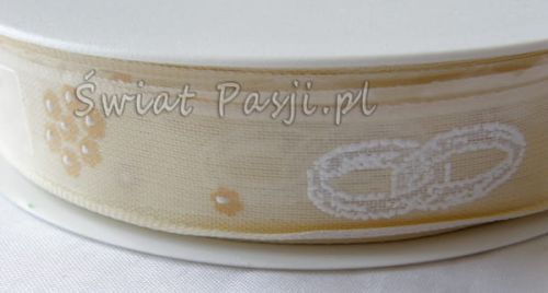 wstążka ślubna 15 mm - ecru