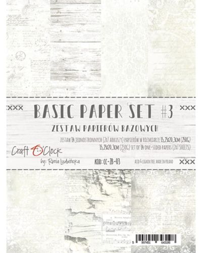 papier scrapbook Craft o'clock - zestaw papierów bazowych 03 - 15,25 x 20,30 cm