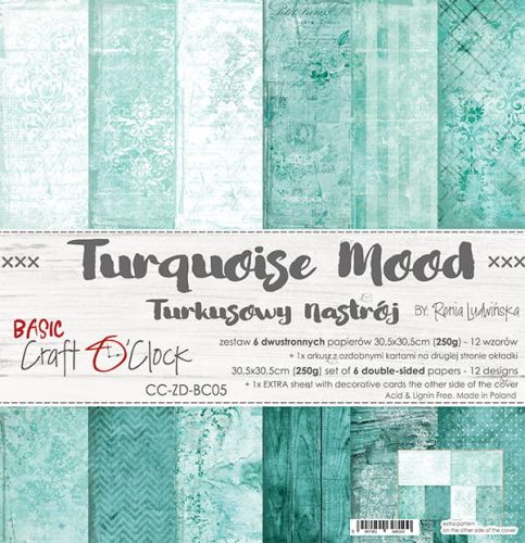 papier scrapbook Craft o'clock - turquoise mood [zestaw 12" x 12"]