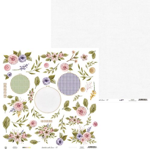 papier scrapbook P13 - stitched with love 07 (elementy do wycinania)