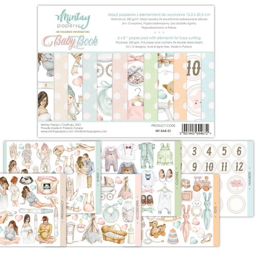 papier scrapbook Mintay Papers - baby book (elementy do wycinania) [bloczek/pad]