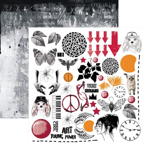 papier scrapbook 13@rts - young and free - arkusz z elementami