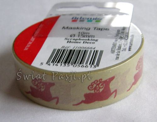 papierowa taśma dekoracyjna - w renifery (beżowa)