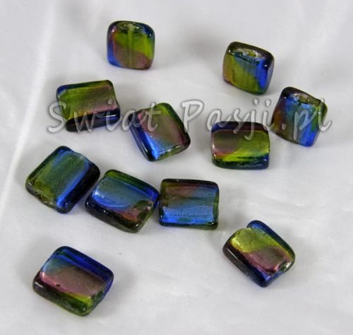 szkło weneckie 1,6x1,4 cm - prostokąt fiolet+cytryna