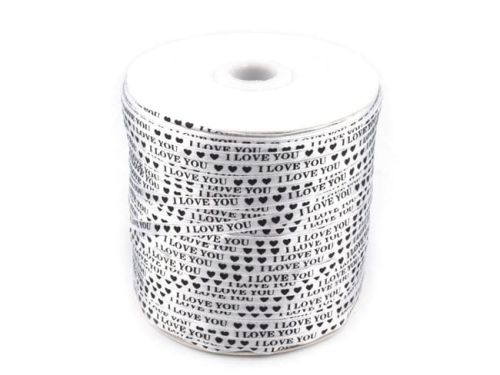 tasiemka tasiemka satynowa z napisem I love You (czarny)