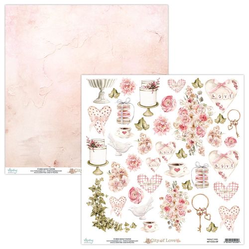 papier scrapbook Mintay Papers - city of love - arkusz z elementami