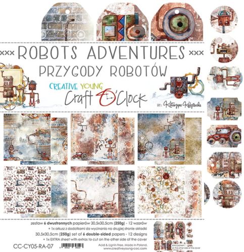 papier scrapbook Craft o'clock - robots adventures [zestaw 12" x 12"]