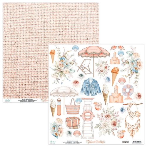 papier scrapbook Mintay Papers - sunset beach - arkusz z elementami
