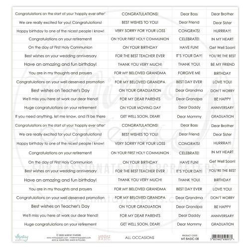 papier scrapbook Mintay Papers - napisy Okazje ANG