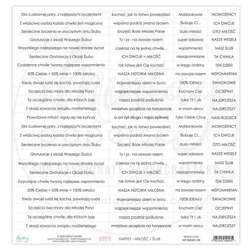 papier scrapbook Mintay Papers - napisy Miłość PL