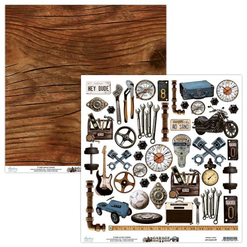 papier scrapbook Mintay Papers - garage - arkusz z elementami