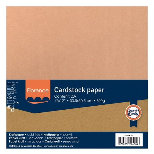 papier Florence gładki 300g kraft 30,5 x 30,5 cm