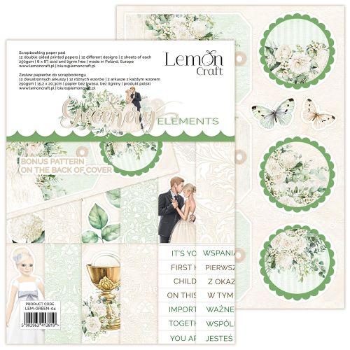 papier scrapbook LemonCraft - greenery - elementy do wycinania [bloczek/pad] 15 x 20 cm