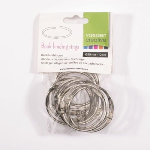 pierścienie Vaessen Creative do łączenia albumów scrapbook 50 mm - 12 szt - srebrne