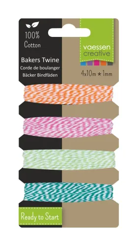 sznurek bawełniany Vaessen Creative - bakers twine - asortiment 4x10m