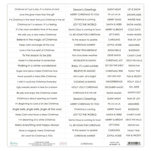papier scrapbook Mintay Papers - napisy Christmas ANG
