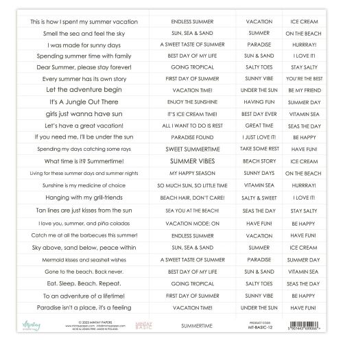 papier scrapbook Mintay Papers - napisy Summertime ANG