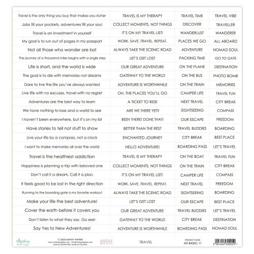 papier scrapbook Mintay Papers - napisy Travel ANG