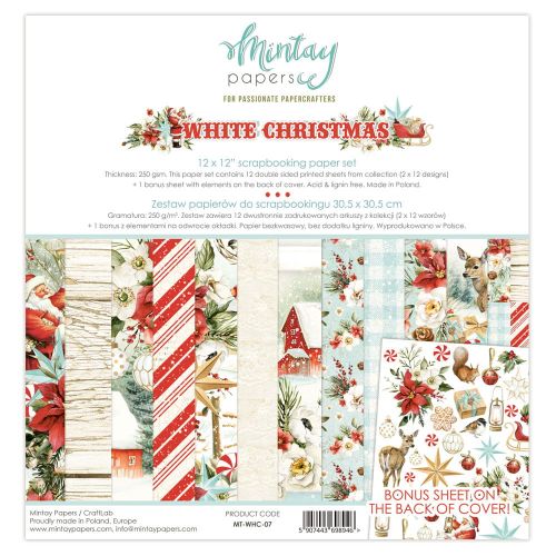 papier scrapbook Mintay Papers - white christmas [zestaw 12"x12"]