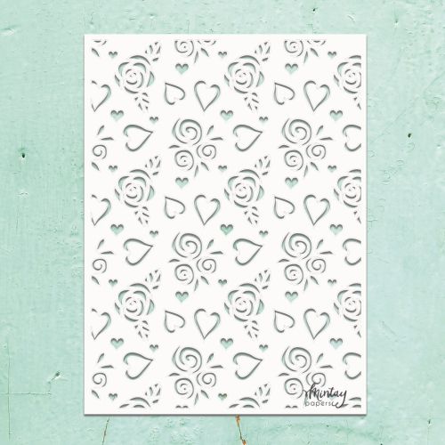 szablon / maska Mintay - serca i róże [MTK-STEN-27]