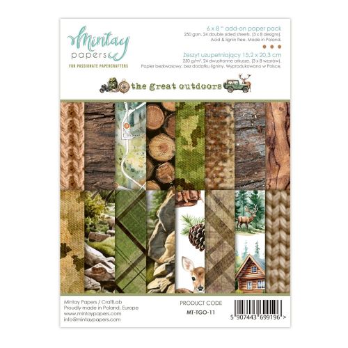 papier scrapbook Mintay Papers - the great outdoor (zestaw papierów uzupełniających) 15,2x20,3 cm [bloczek/pad]
