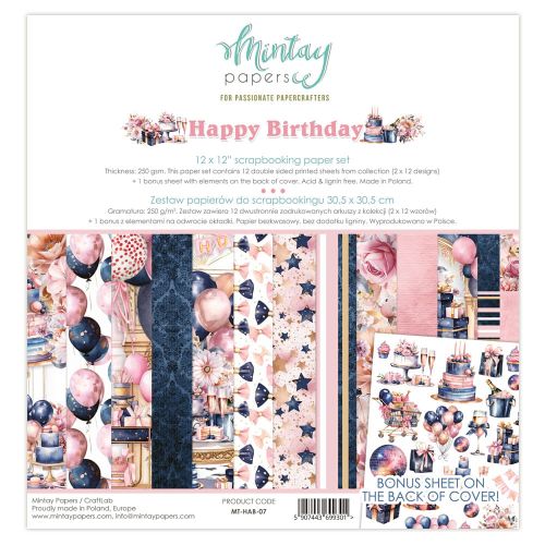 papier scrapbook Mintay Papers - happy birthday [zestaw 12"x12"]