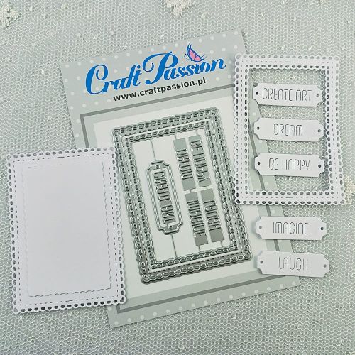 wykrojniki Craft Passion - ATC ramka ażurowa i napisy [CP-144]