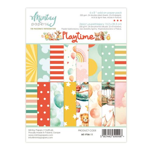 papier scrapbook Mintay Papers - playtime (zestaw papierów uzupełniających) 15,2x20,3 cm [bloczek/pad]