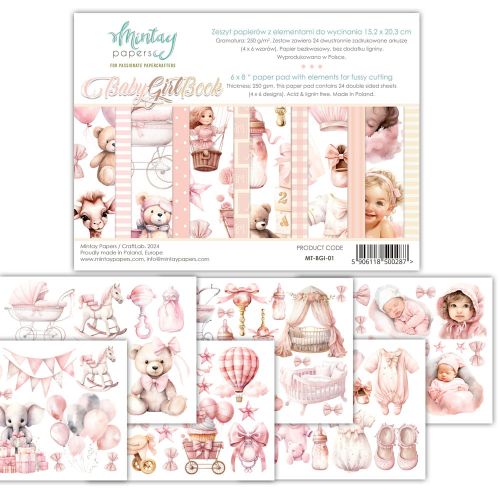 papier scrapbook Mintay Papers - baby girl (elementy do wycinania) [bloczek/pad]