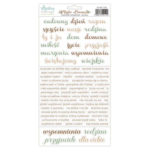 naklejki papierowe Mintay Papers - rustic charms - słowa PL