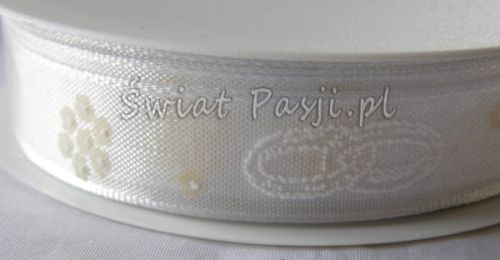 wstążka ślubna 15 mm - biała